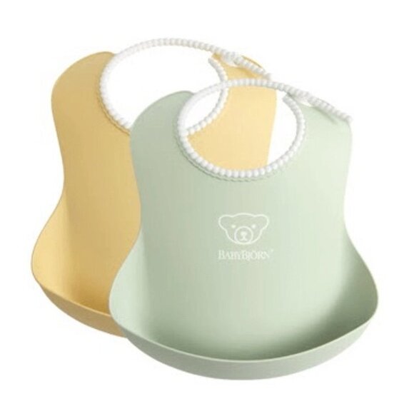 BabyBjorn Baby Bibs Powder Yellow & Powder Green - Picture 2 of 4